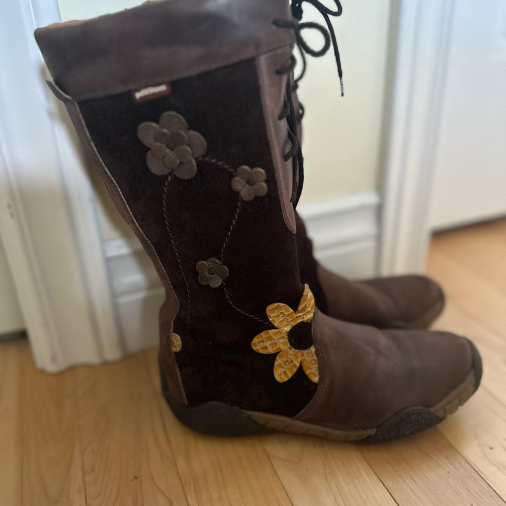 Girl’s Brown Floral Boots - Petit Shoes brand